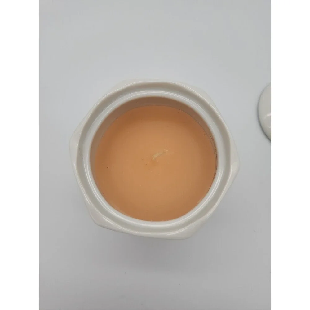 Vintage Covered Candle Japan Floral Design NEW!  Peach candle!  Gift Idea!